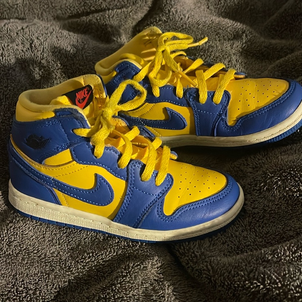 Toddler reverse Laney, Jordan 1 high yellow and blue